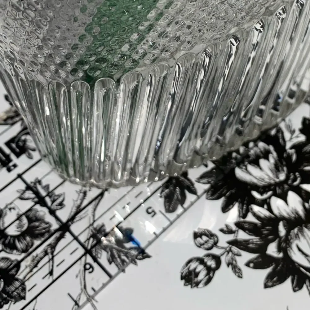 *Textured Glass Vase with two textures oval shaped 8” tall